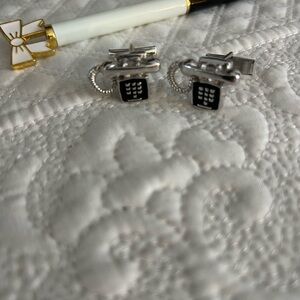 Vtg retro touch tone telephone cufflinks